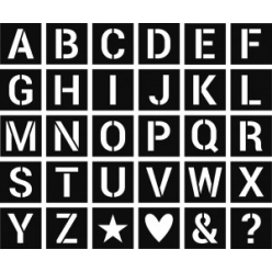 pochoirs alphabet 6x6 cm 30 pieces