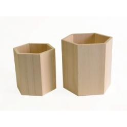 pots a crayon en bois hexagonaux 2 pieces