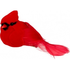 oiseaux rouges sur pince 7x45x35 cm 6 pieces