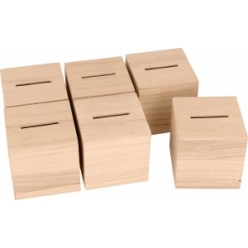 tirelire en bois cube 6 cm 6 pieces