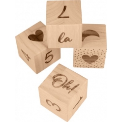 cubes imprimes en bois 6x6x6 cm 4 pieces