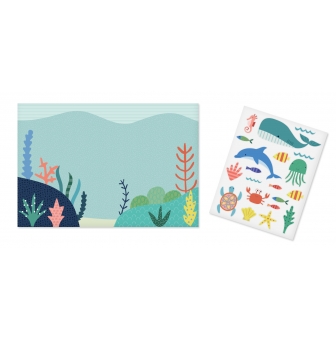 jeu de gommettes avec decor les animaux marins 22x32 cm