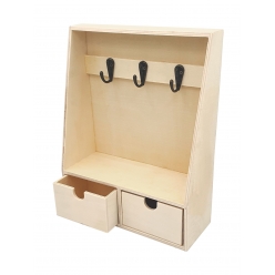 etagere porte cles en bois avec 2 tiroirs 27 x 21 x 8 cm