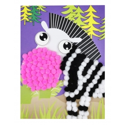 activite enfant tableau en pompons zebre 15x21 cm