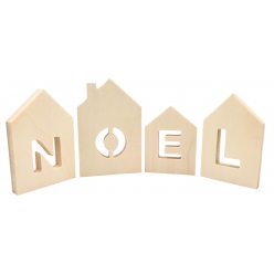 maisons lettres noel en bois a poser 75 x 13cm 4 pieces