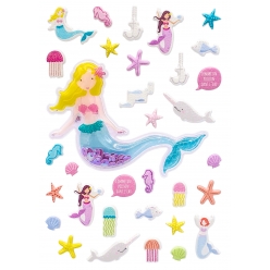 mini stickers puffy et 3d sirene et coquillages 33 pieces