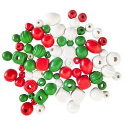 perles en bois couleurs de noel de 05 a 2 cm 50 g