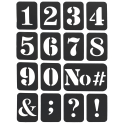 pochoirs adhesifs chiffres et symboles 47 x 32 cm