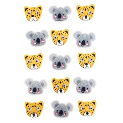 stickers 3d leopard et koalas papier et feutrine 14 pieces