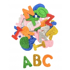 Stickers alphabet mousse pailletée 182 pièces