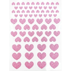 stickers coeurs paillettes rose de 06 a 17 cm 72 pieces