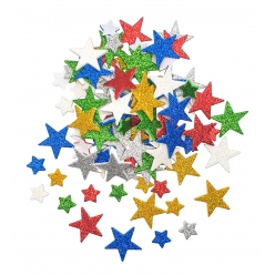 Stickers étoiles en mousse pailletée Multicolore 216 pièces