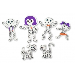 stickers famille de squelette en mousse glitter halloween 12 pieces