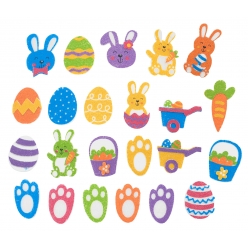 stickers paques en feutrine coloris assortis 27 pieces