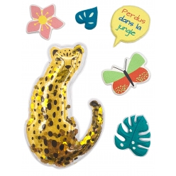 stickers puffy leopard avec sequins de 17 a 9 cm 6 pieces