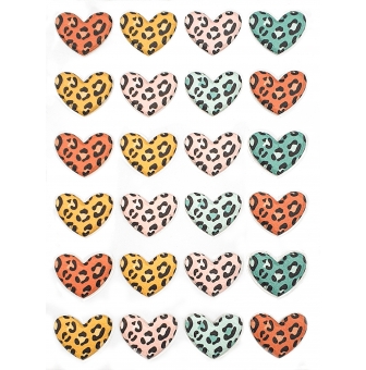stickers puffy coeurs leopard de 21 a 16 cm 24 pieces
