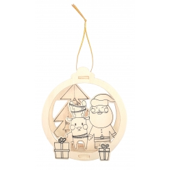 suspension scene de noel en bois motif pere noel 105 x 115 cm