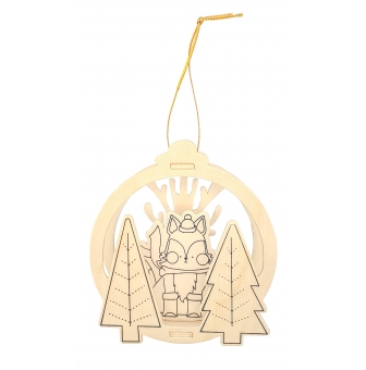 suspension scene de noel en bois motif renard 105 x 115 cm