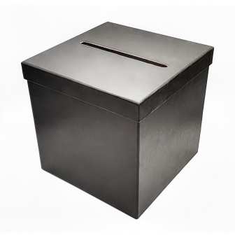 urne en carton carree noire pour cagnotte cadeau 20 cm
