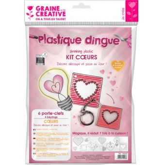 kit plastique dingue pour 6 porte cles coeur