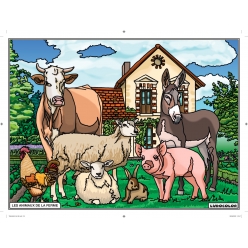 tableau velours a colorier animaux de la ferme