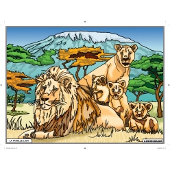 Tableau Velours à colorier La Famille lion