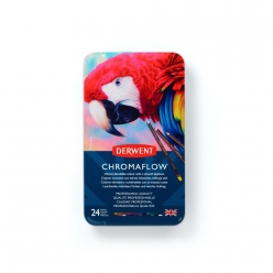 derwent  chromaflow  boite metal 24 crayons de couleur assortis