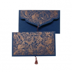 carterie pondichery enveloppe cadeau 19x10cm bleu cuivre