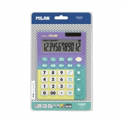 calculatrice 12 chiffres sunset lilas turquoise