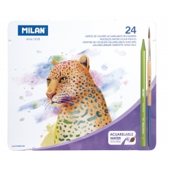 crayons de couleur aquarellable todocolor boite metallique 24 pieces 1 pinceau