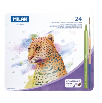 crayons de couleur aquarellable todocolor boite metallique 24 pieces 1 pinceau