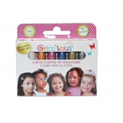 Crayons de maquillage enfant Coul. basiques 6 pièces