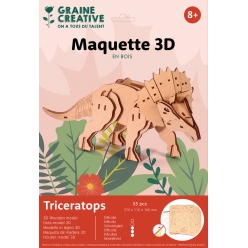 maquette en bois pour enfant dinosaure triceratops 55 pieces