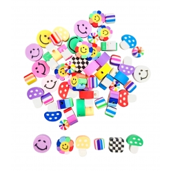 perles fantaisie en pate polymere multicolore 60 pieces