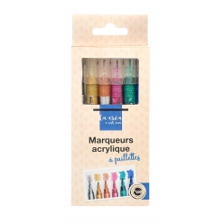 marqueurs peinture a paillettes haute pigmentation 6 pieces