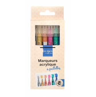 marqueurs peinture a paillettes haute pigmentation 6 pieces