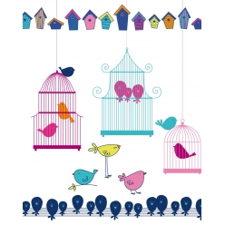 Tampon clerstamp Artemio thème oiseaux et cage 14x18 cm