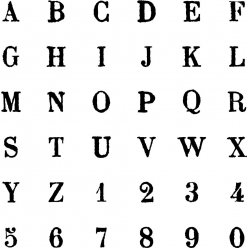 tampon en bois lettres et chiffres majuscule