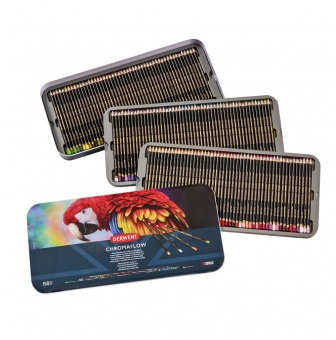 derwent  chromaflow  boite metal 150 crayons de couleur assortis
