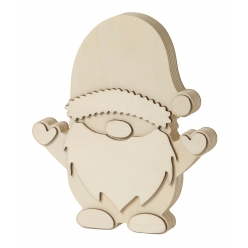 gnome lutin en bois brut a poser 18 x 15 x 15 cm