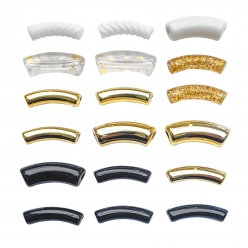 perles tube incurve 2 tailles 18 pieces