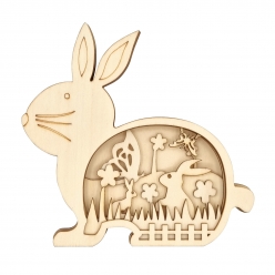 scene en bois cisele lapin de paques 15 cm
