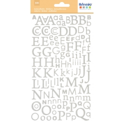 Stickers alphabet pailleté argenté, 300 pces