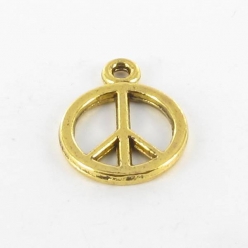 breloque en metal petit peace and love argente 10 pieces