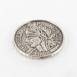 Breloque en métal Pièce de monnaie (franc) 18mm Argenté