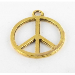 breloque en metal grand peace and love argente 10 pieces