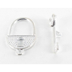 fermoir toggle cadenas et cle argente