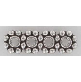 perle metal barette diviseur 4 rangs argente