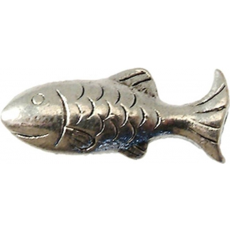perle metal poisson 25x10 mm argente