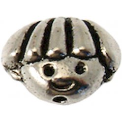 perle metal garcon 12x9 mm argente